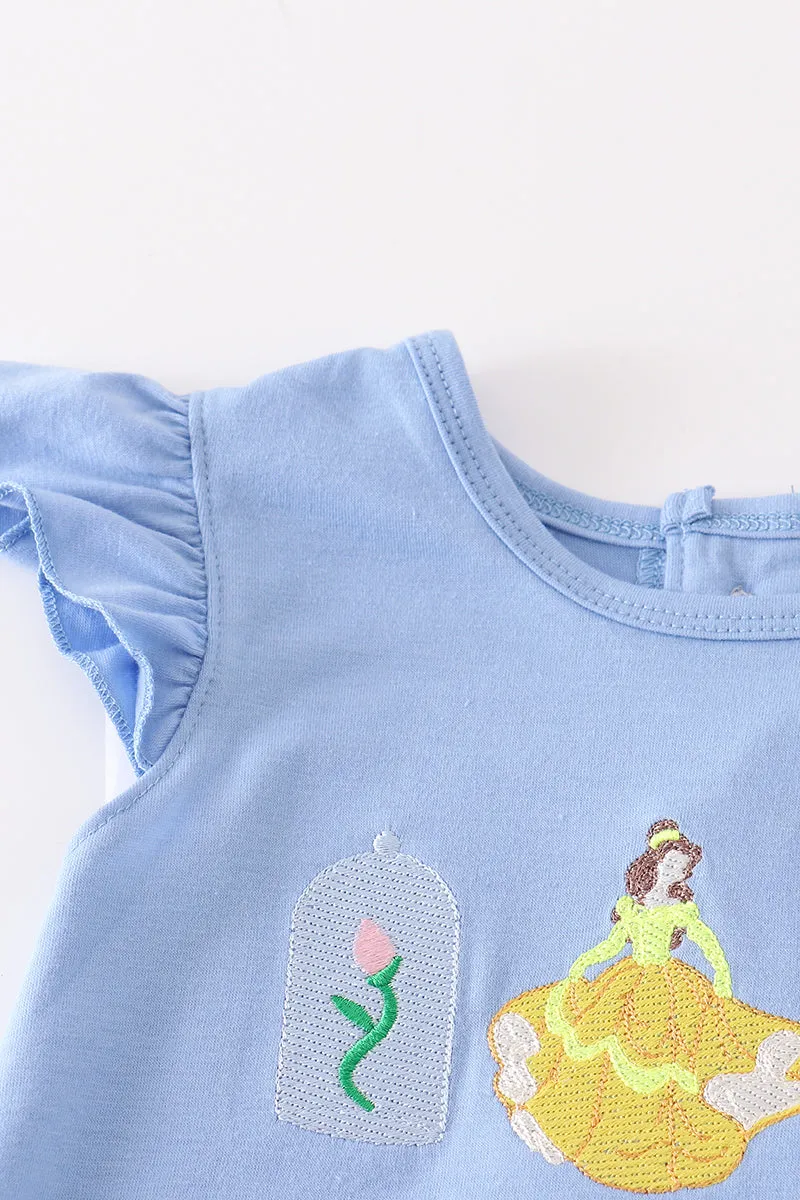 Blue princess embroidery baby set