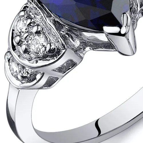 Blue Sapphire Pear Shape Sterling Silver Ring Size 7