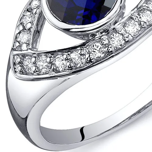 Blue Sapphire Round Cut Sterling Silver Ring Size 5