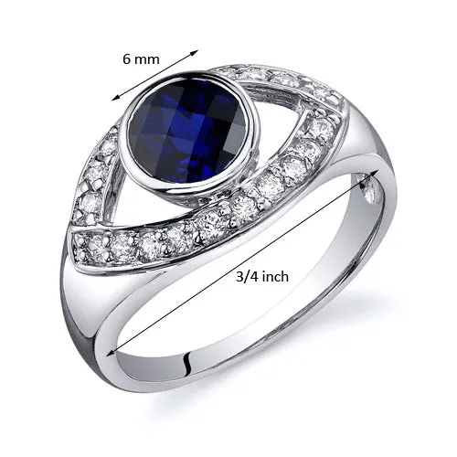 Blue Sapphire Round Cut Sterling Silver Ring Size 5