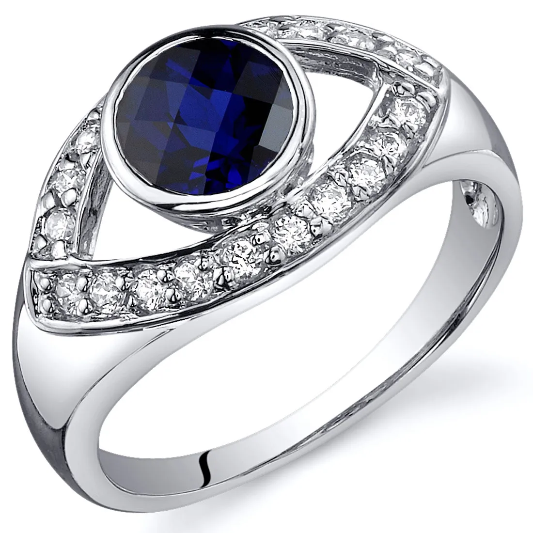 Blue Sapphire Round Cut Sterling Silver Ring Size 5