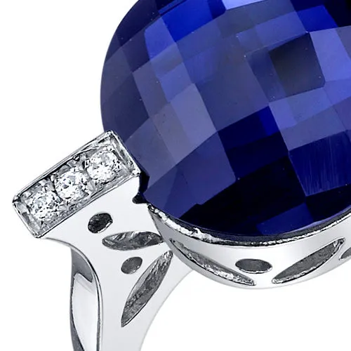 Blue Sapphire Round Cut Sterling Silver Ring Size 6