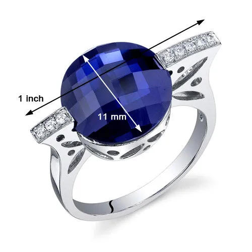 Blue Sapphire Round Cut Sterling Silver Ring Size 6