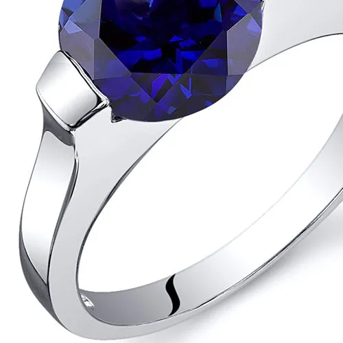 Blue Sapphire Round Cut Sterling Silver Ring Size 9