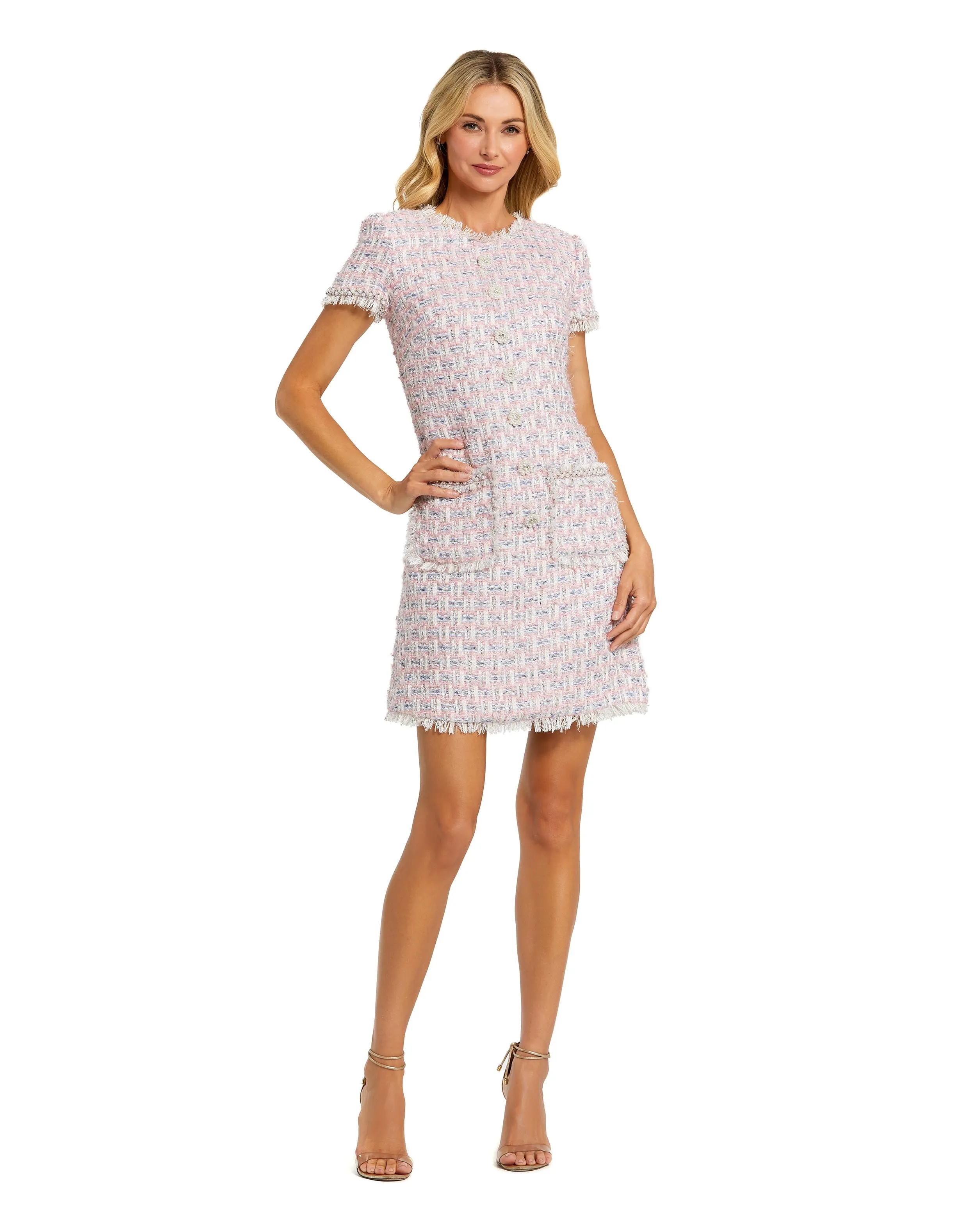 Cap Sleeve Floral Button Detail Shift Dress