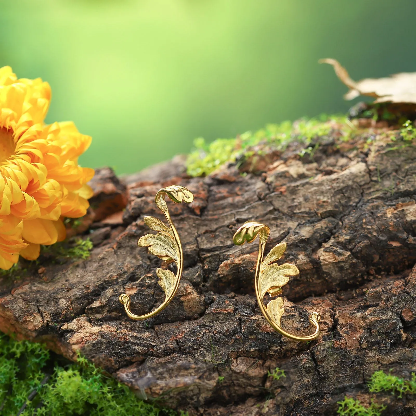 Carved Acanthus Leaf Earrings