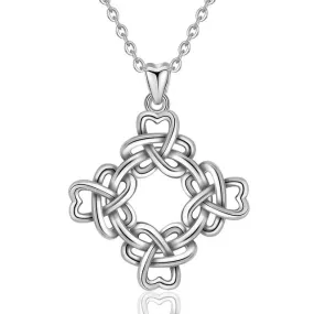 Celtic Clover Flower Sterling Silver Pendant Necklace