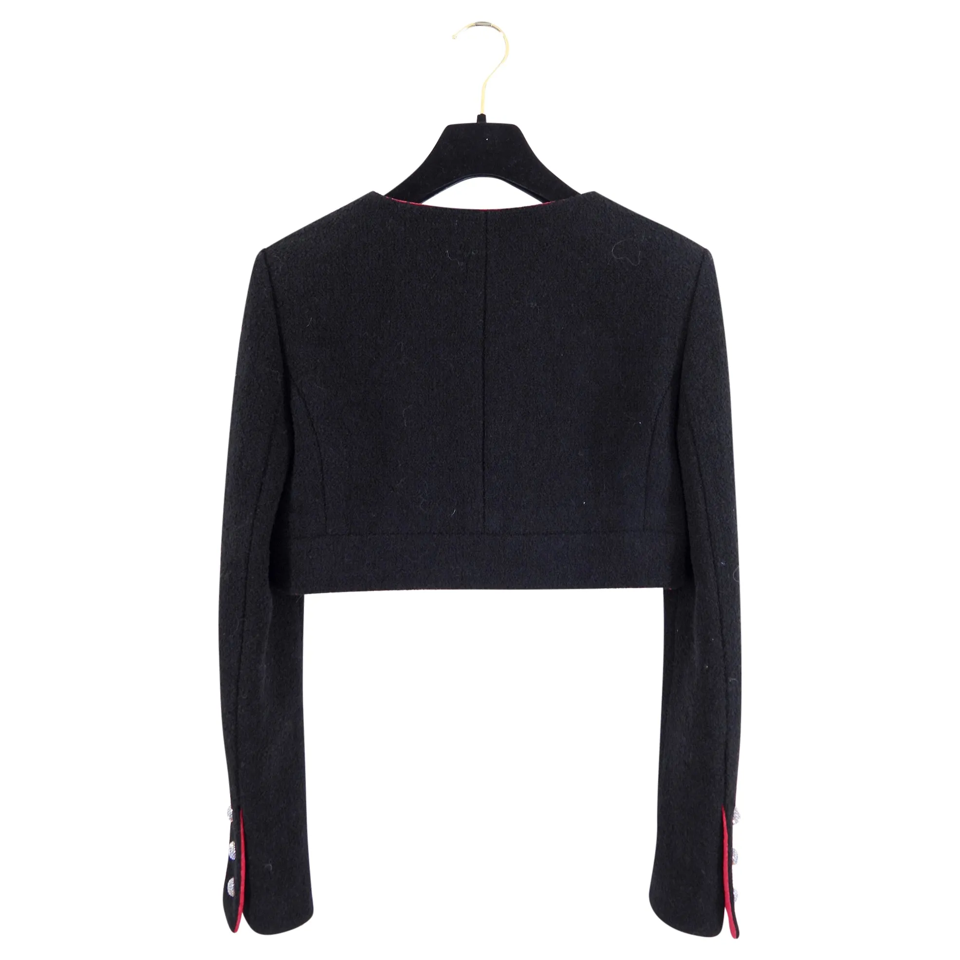 Chanel 21A Black Crop Jacket with Crystal Buttons - FR38 (4/6)