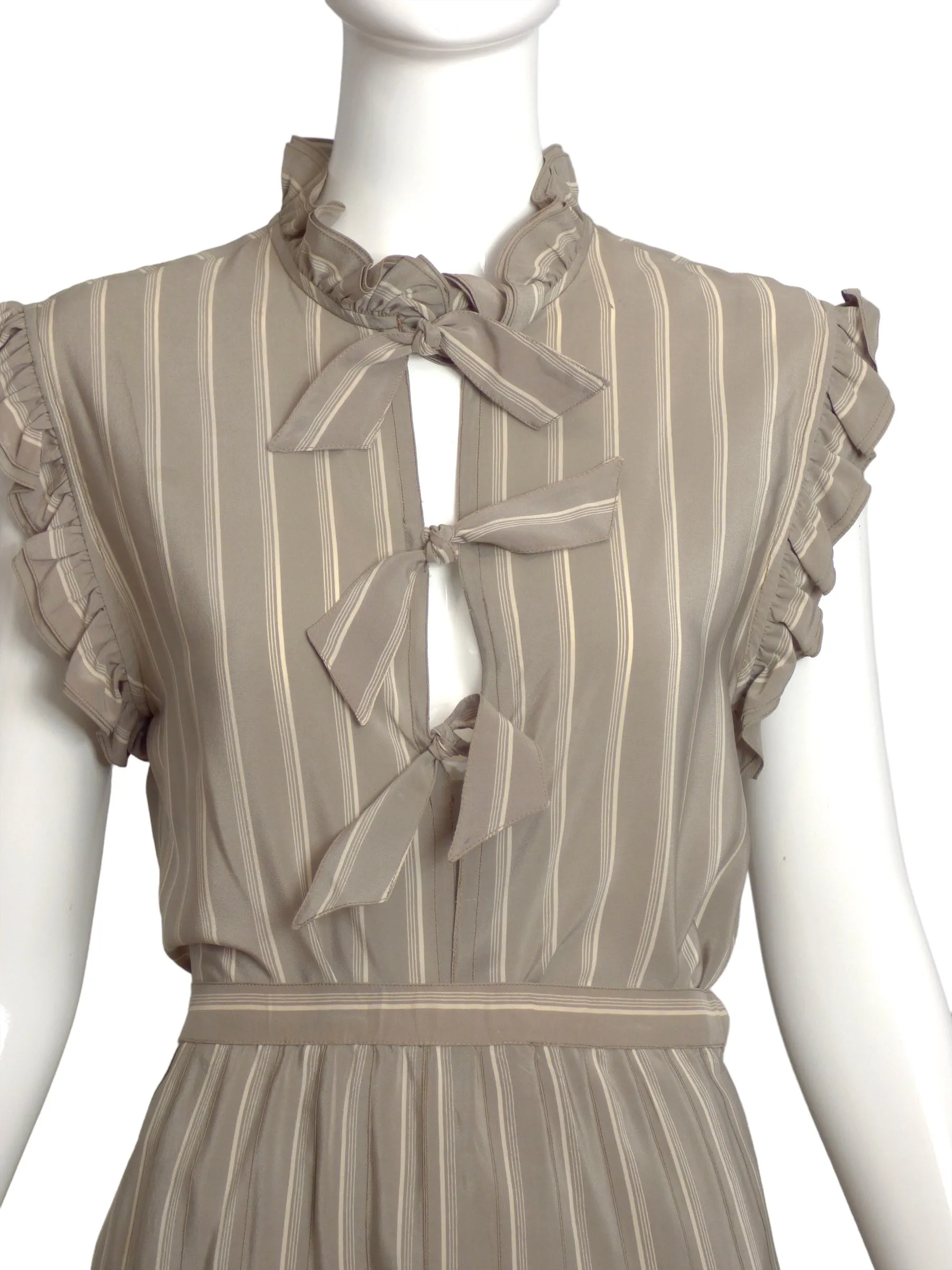 CHANEL- 1980s AS IS 2pc Silk Stripe Ensemble, Size 4