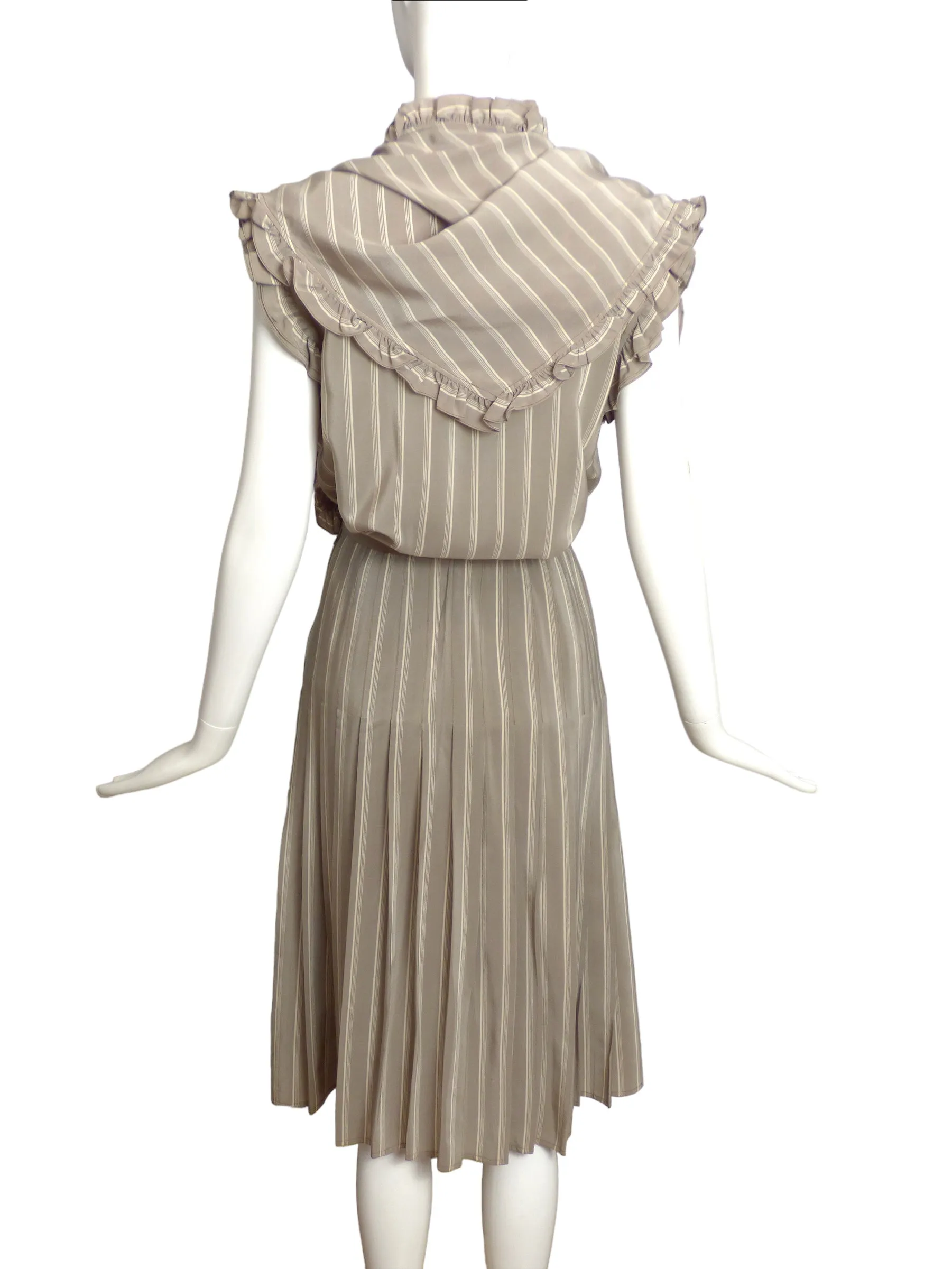 CHANEL- 1980s AS IS 2pc Silk Stripe Ensemble, Size 4