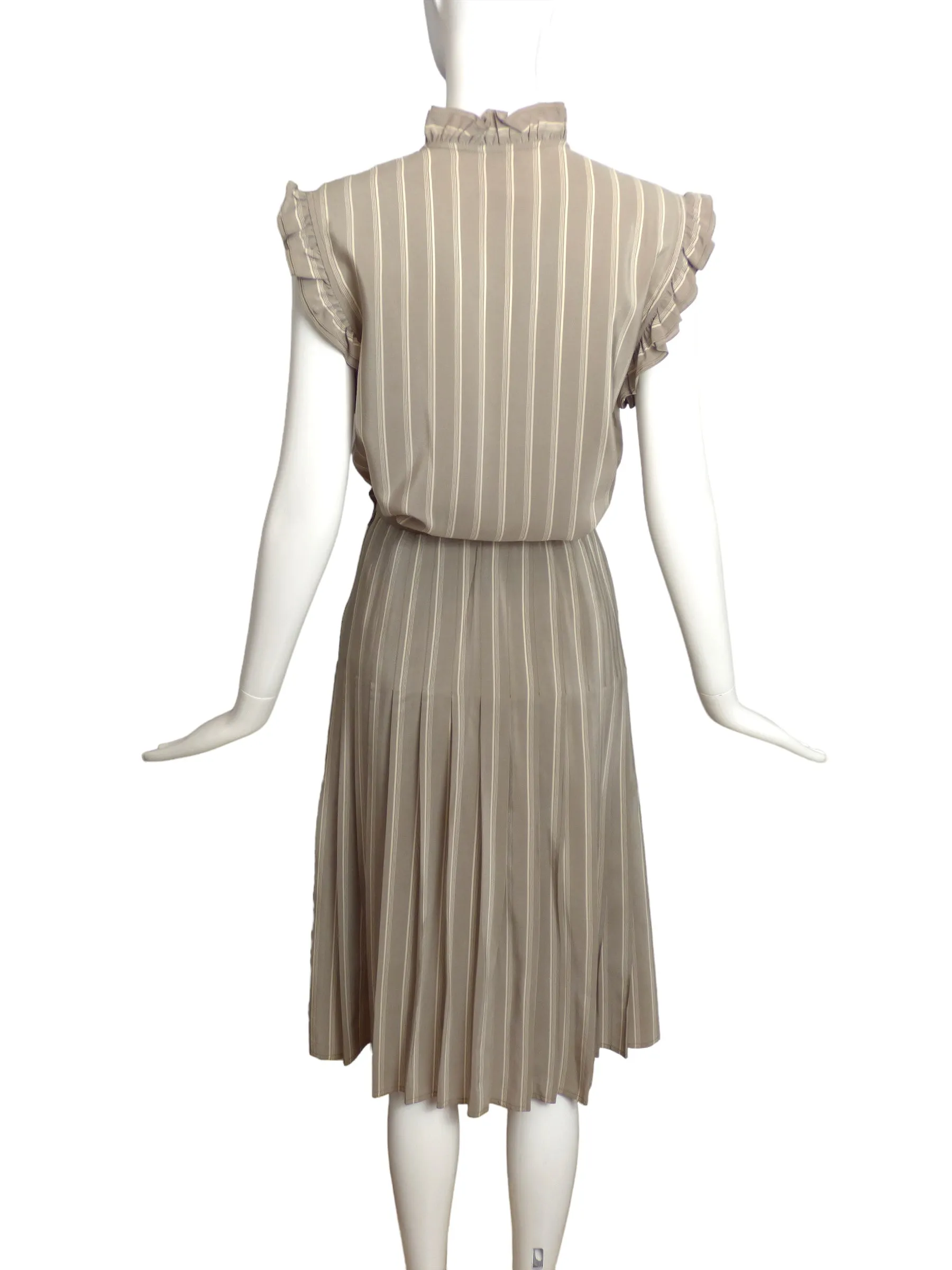 CHANEL- 1980s AS IS 2pc Silk Stripe Ensemble, Size 4