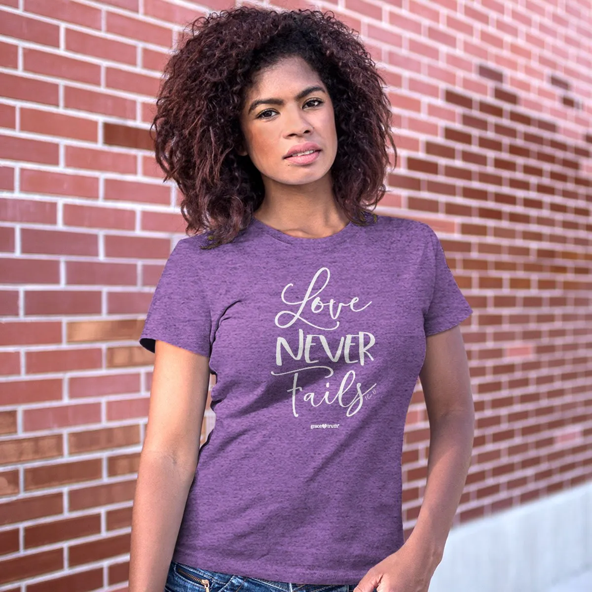 Cherished Girl Grace & Truth Love Never Fails Christian T-Shirt