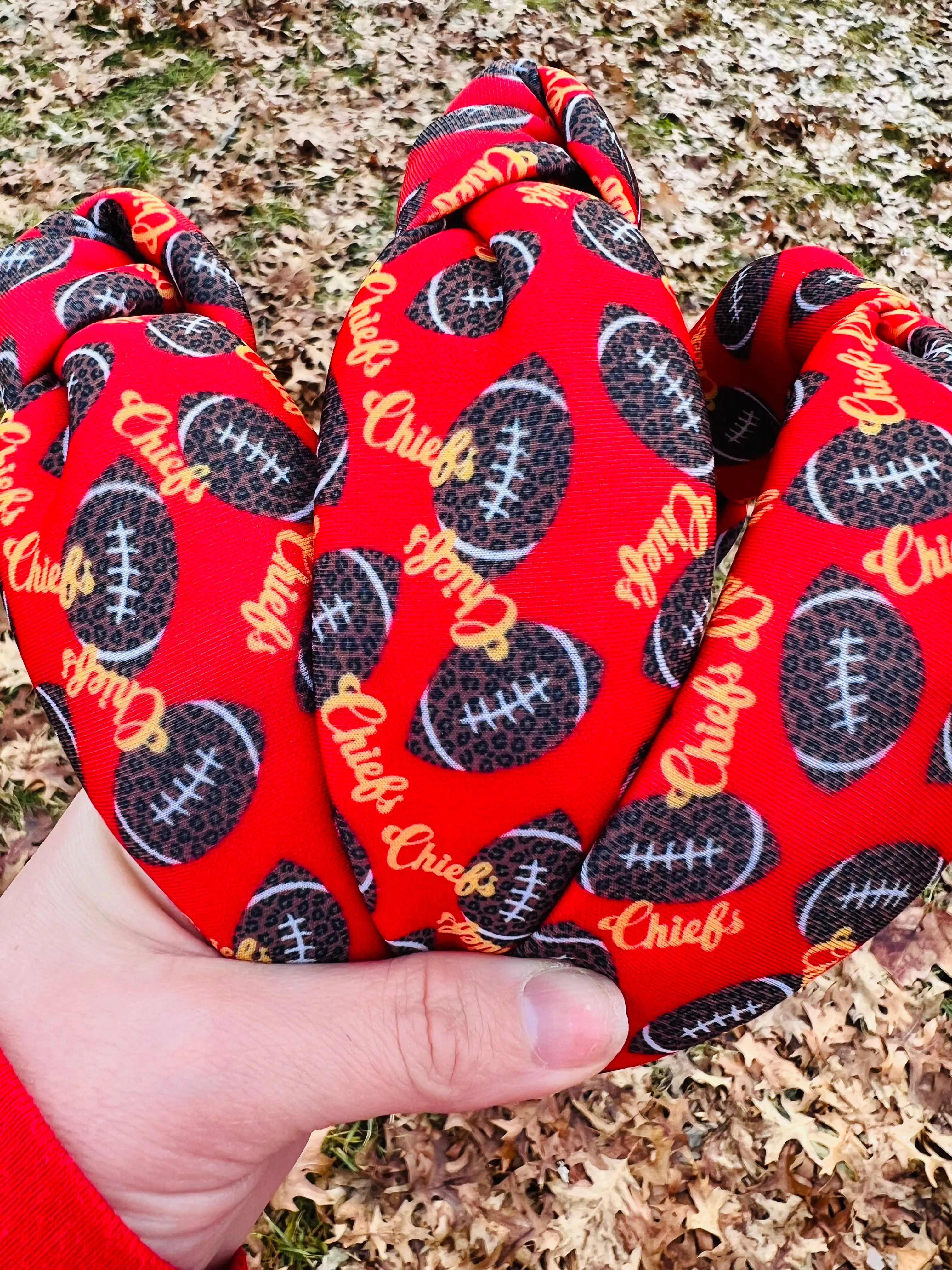 Chiefs Leopard Football Headband | Fits Youth Adult