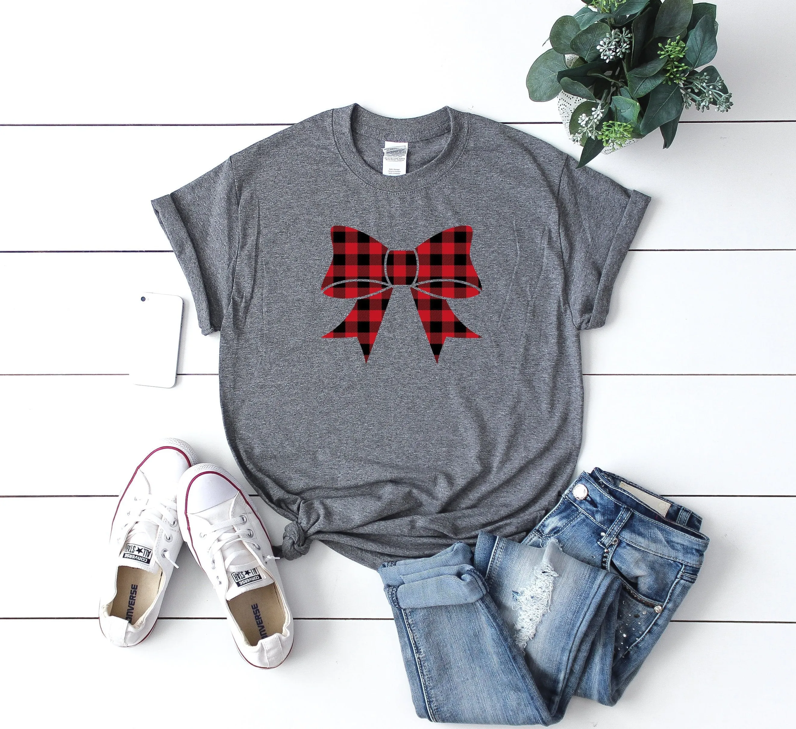 Christmas buffalo plaid t-shirt, Cute winter shirt,Women's holiday shirt,Funny Xmas tee, Xmas outfit,Christmas shirt,Cute Christmas shirt,