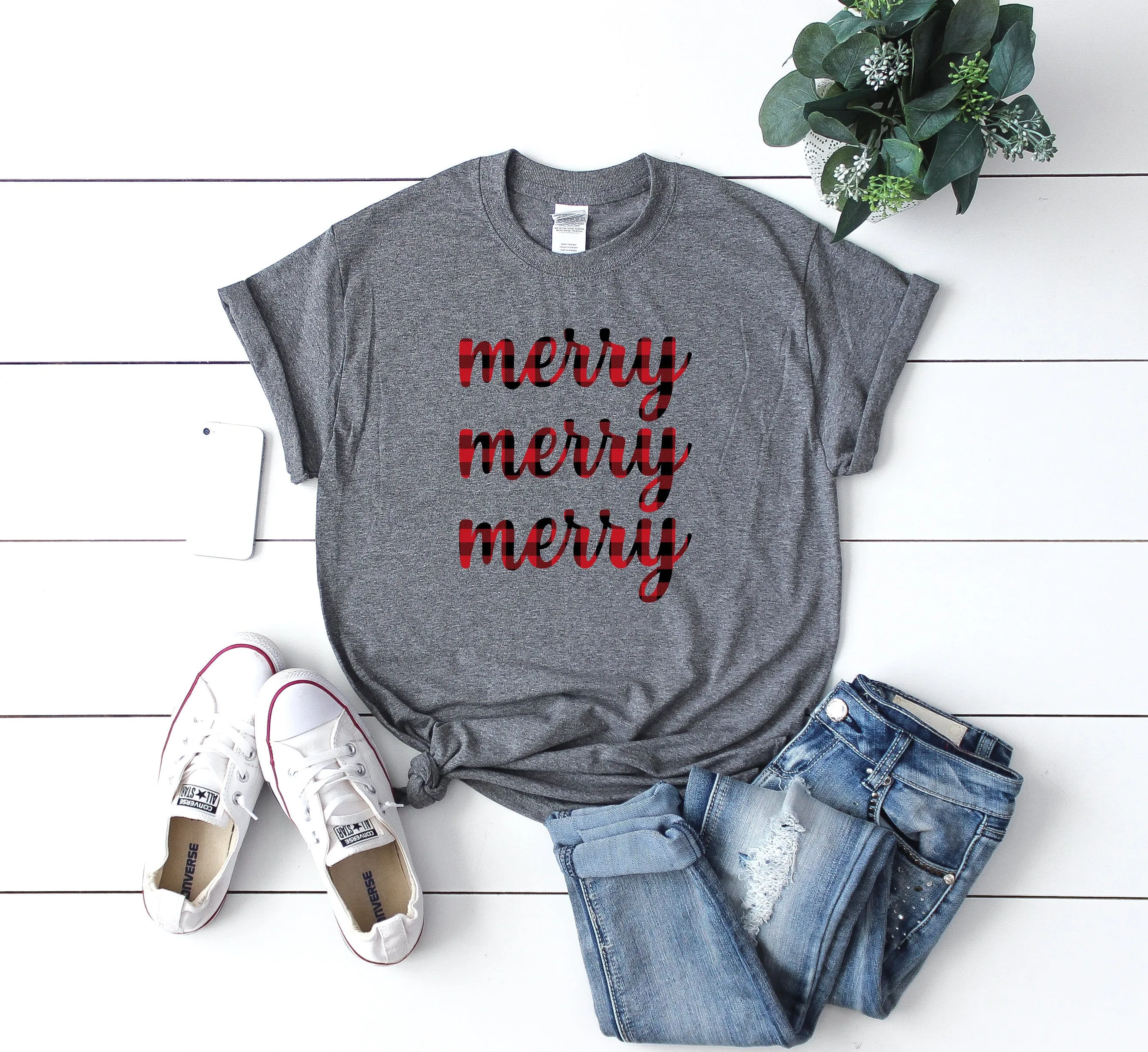 Christmas Clearance, Buffalo plaid Christmas Tee, Christmas party shirt, Cute Christmas shirt,Women's Christmas top, Buffalo Plaid shirt