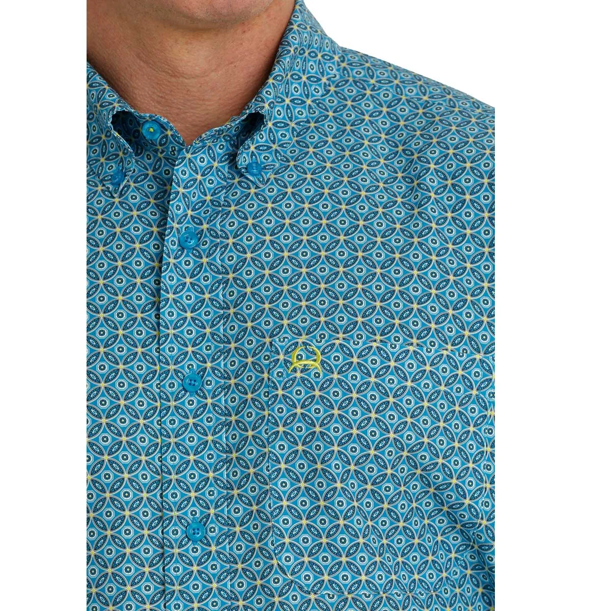 Cinch Men's ArenaFlex Button-Down Short Sleeve Shirt - Blue