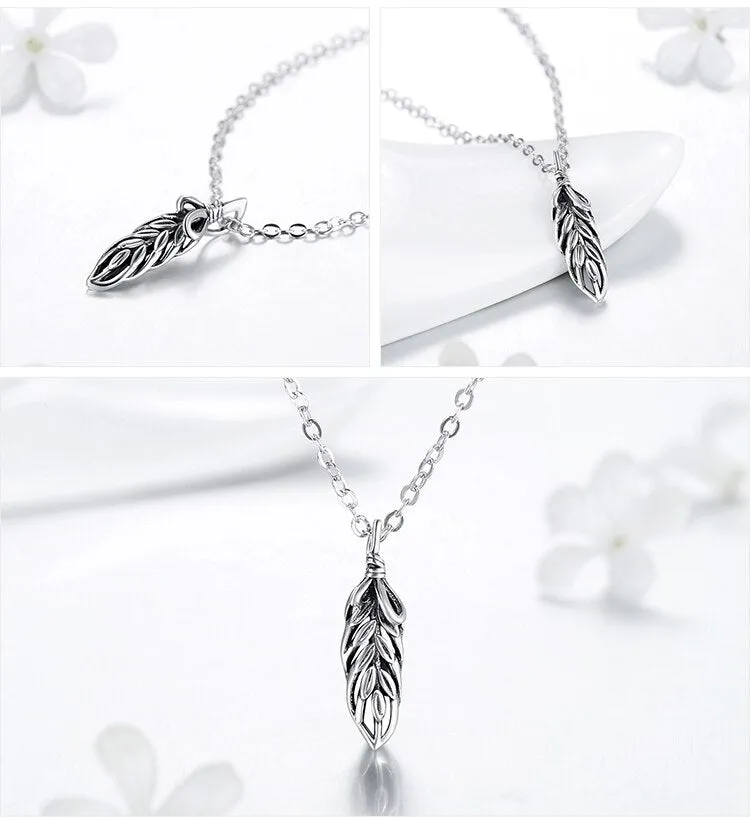 Classic Tree Leaf 925 Sterling Silver Necklace, Earrings & Ring Wedding Jewelry Set