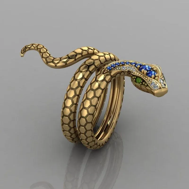 Coiled Snake Multicolor Cubic Zirconia Punk Ring