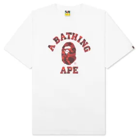 Color Camo College Tee - White/Red