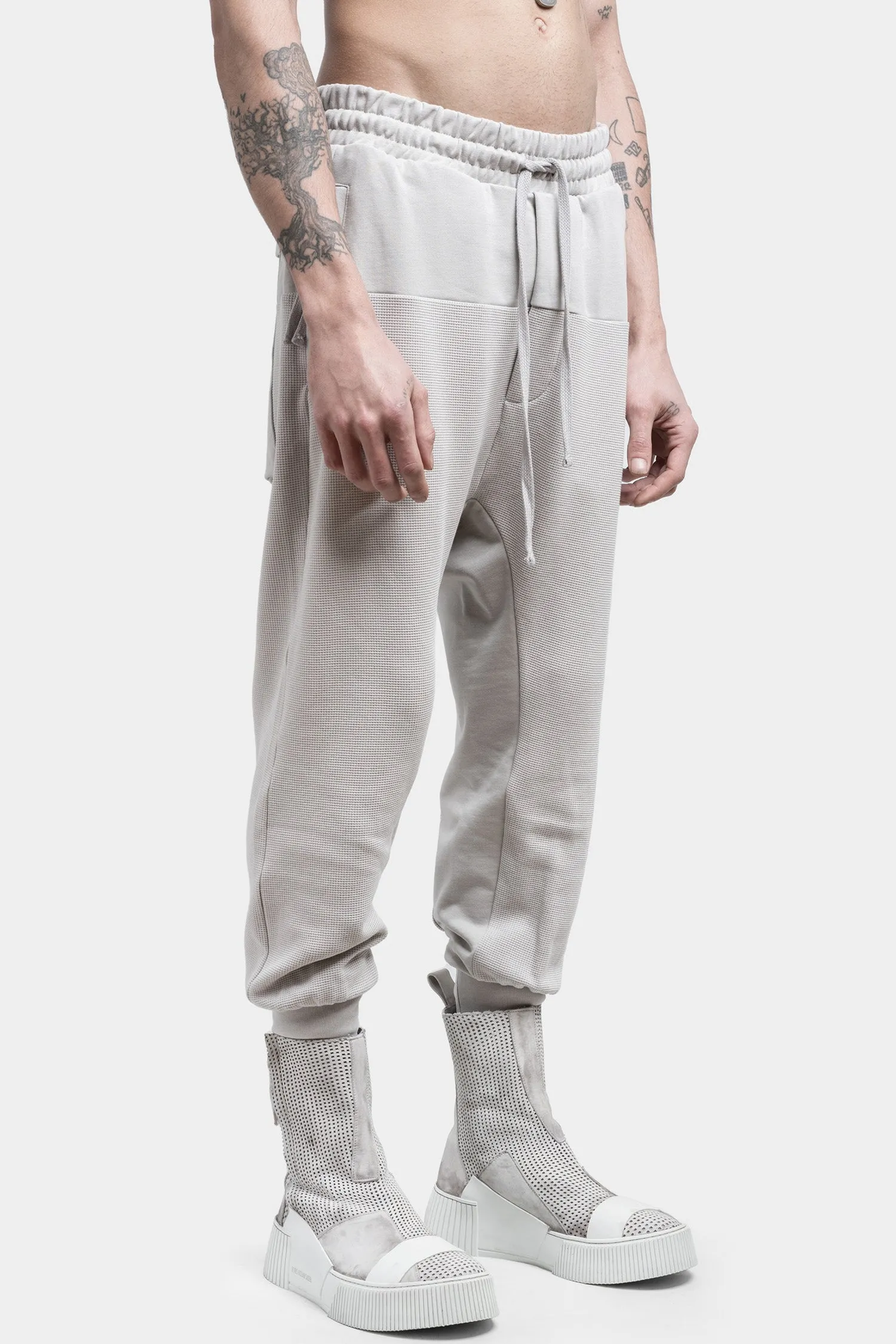 Contrast cotton sweatpants, Silver