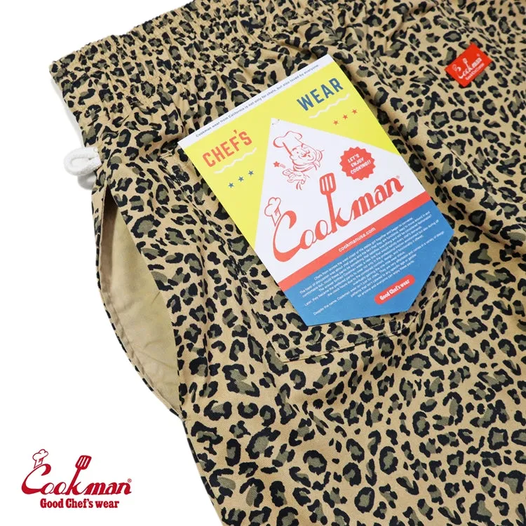 Cookman Chef Short Pants Front Pocket - Leopard : Beige