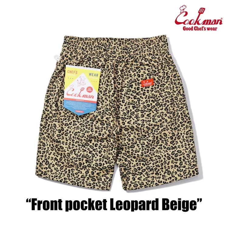 Cookman Chef Short Pants Front Pocket - Leopard : Beige