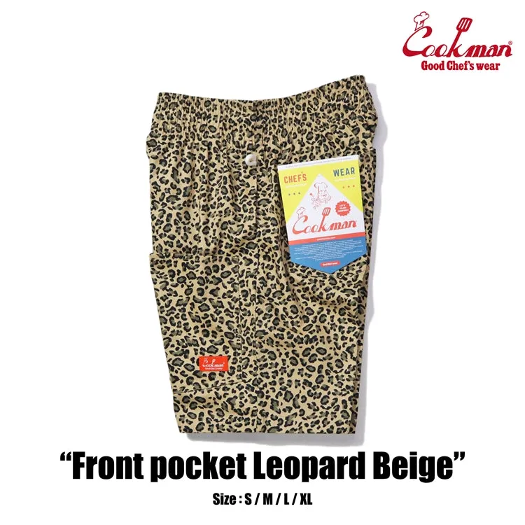 Cookman Chef Short Pants Front Pocket - Leopard : Beige