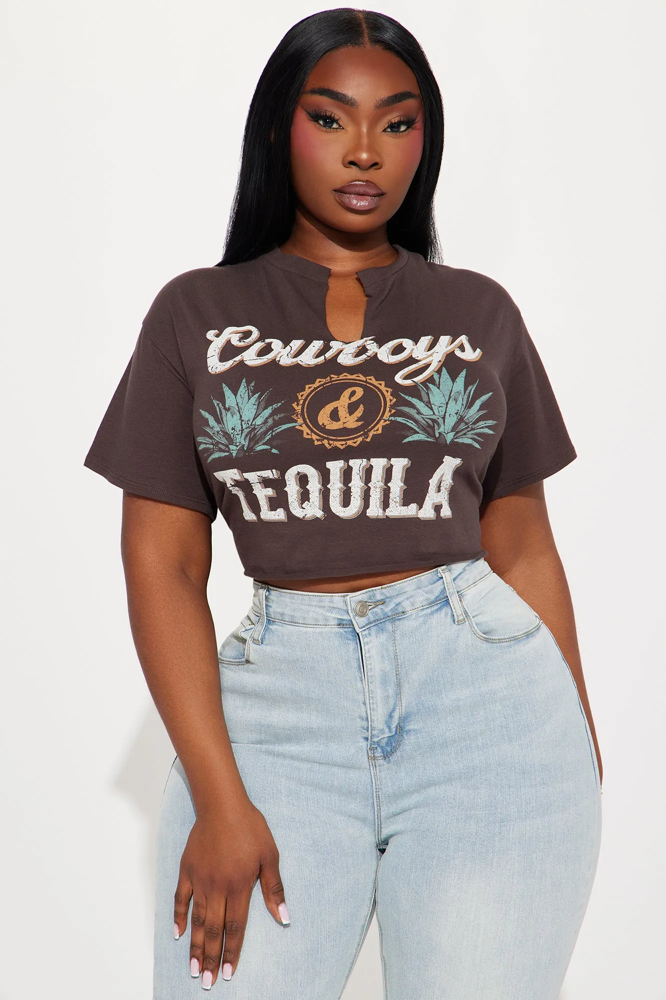 Cowboys & Tequila Agave Tee - Brown