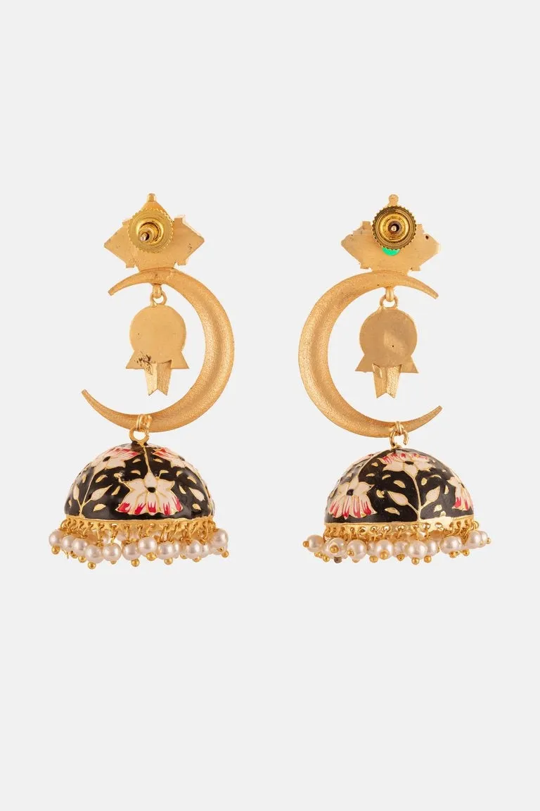 Crescent Moon And Star Motif Jhumki