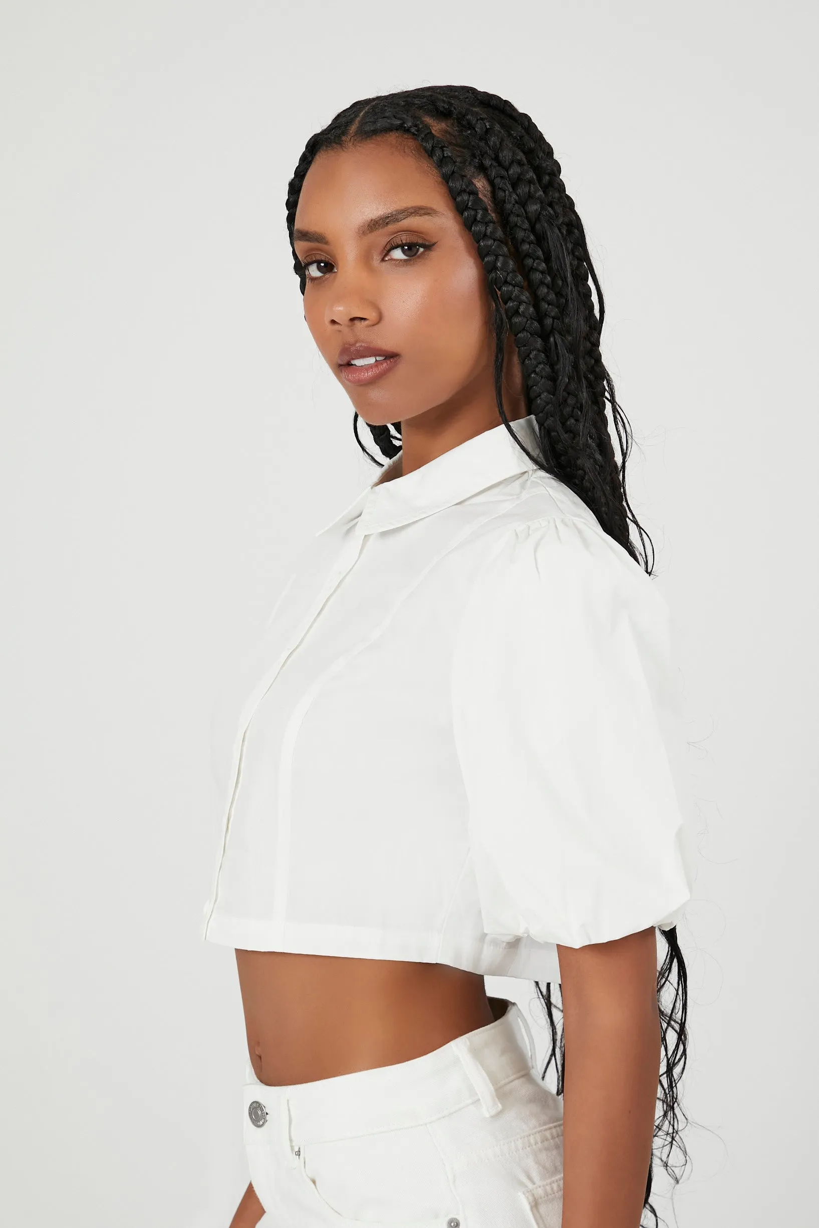 Cropped Puff-Sleeve Shirt