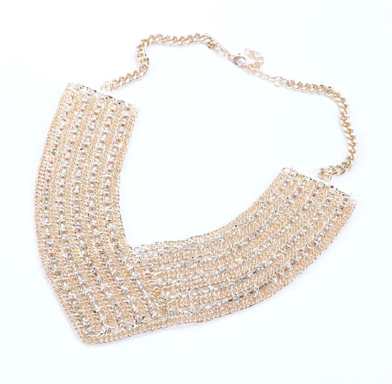 Crystal and Rhinestone Collar Necklace & Earrings Wedding Statement Jewelry Set