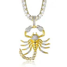 Cubic-Zirconia-Studded Scorpion Bling Hip-hop Pendant Necklace