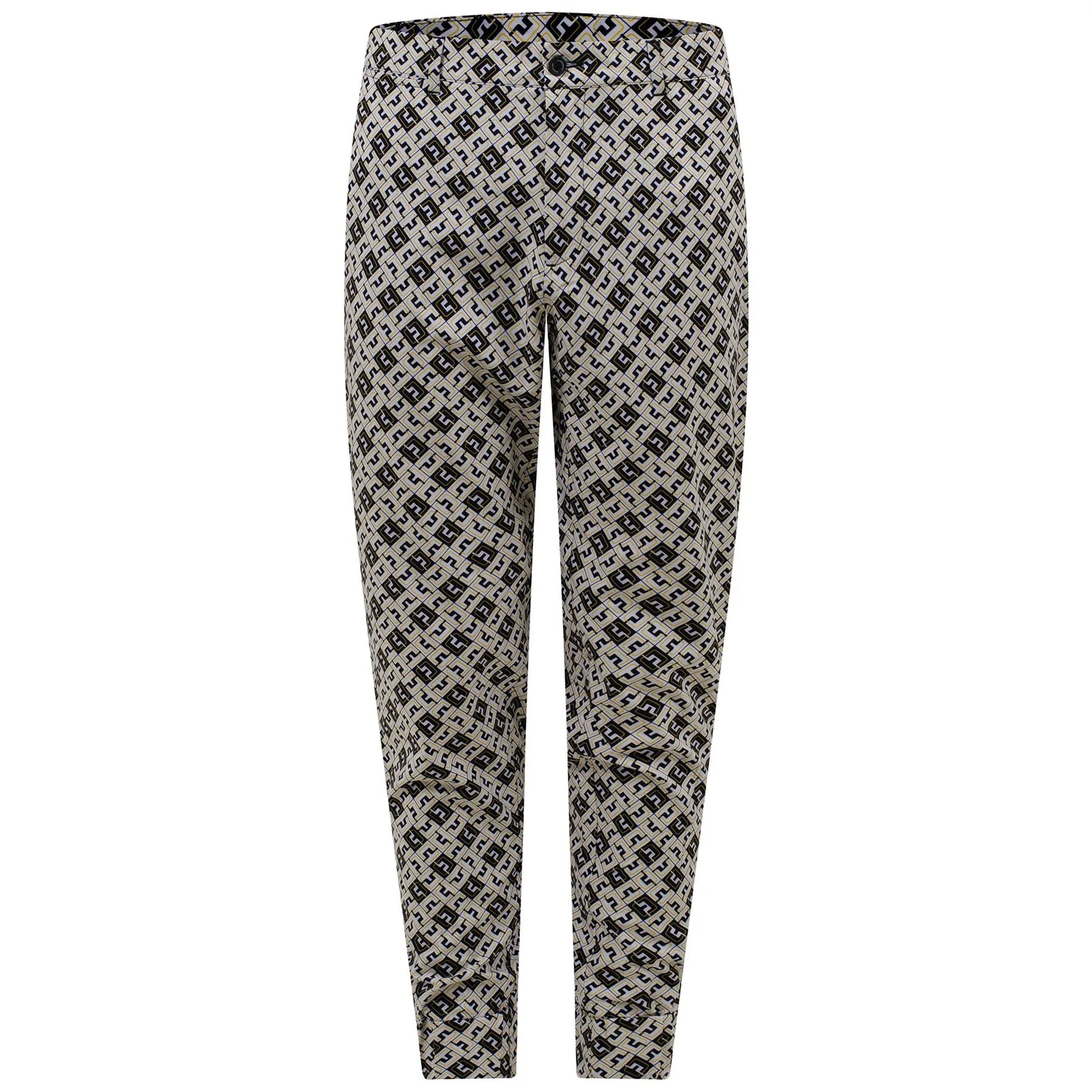 Cuff Double Weave Stretch Jogger Print Pant Black JL Monogram Check - AW22