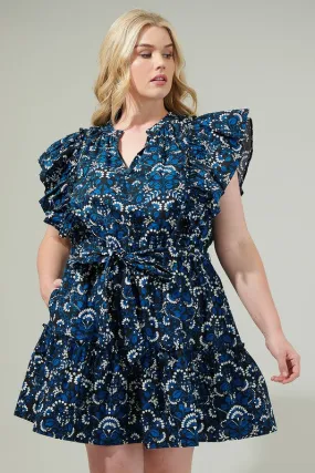 Curvy Black and Blue Pattern Dress