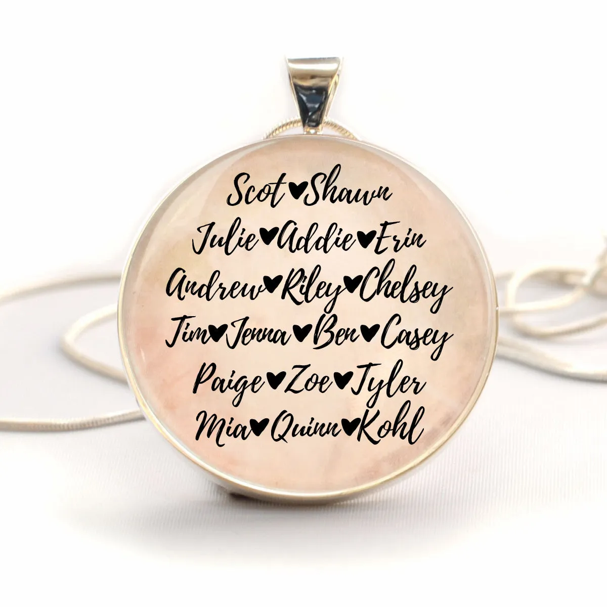 Custom-Designed Pendant, Grandmothers' & Mothers' Personalized Silver-Plated Christian Pendant Necklace – Feature Grandchildrens’ Names!