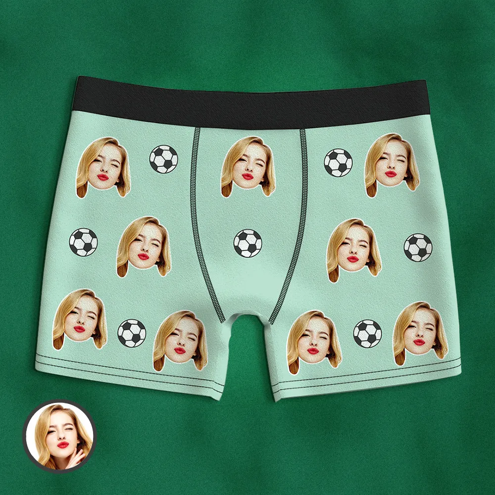 Custom Face Boxer Briefs Personalized Soccer Sports Boxers Gift for Him