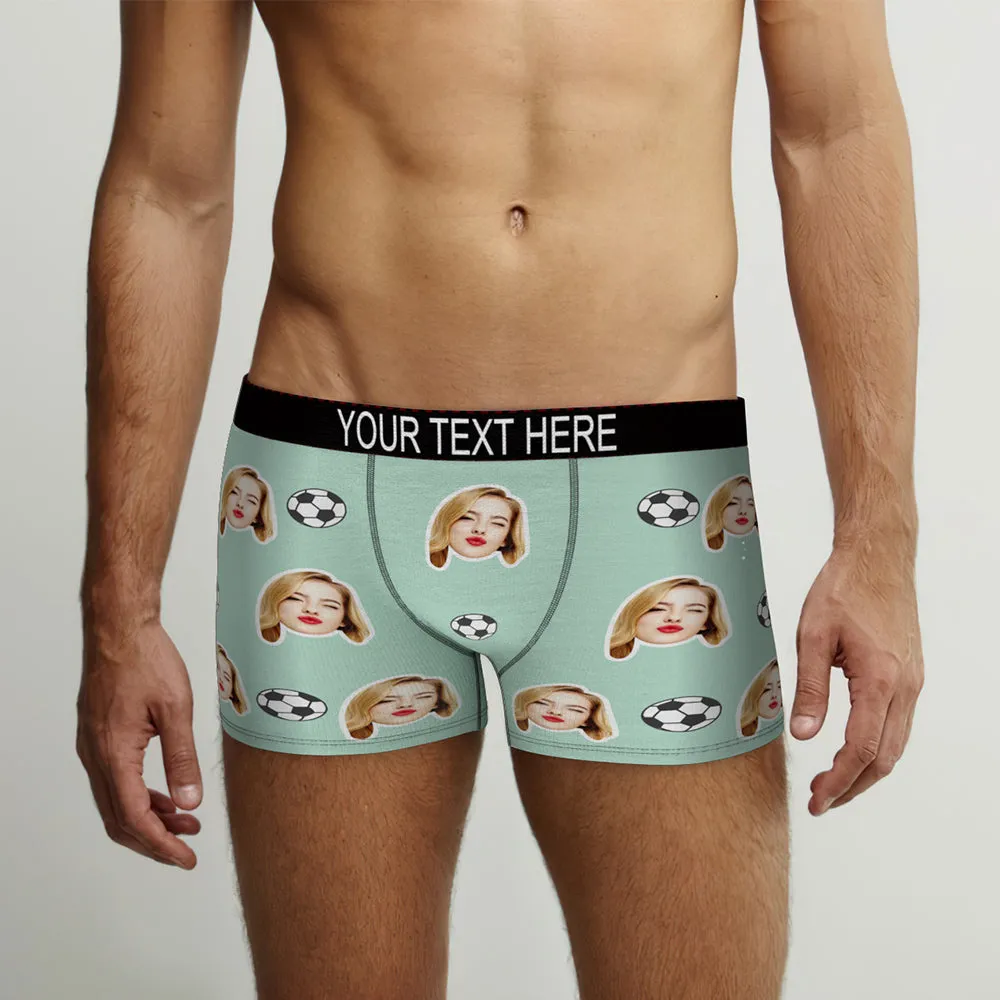 Custom Face Boxer Briefs Personalized Soccer Sports Boxers Gift for Him