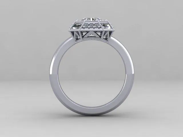 Custom Order- Custom Old European Cut Art Deco Engagement Ring