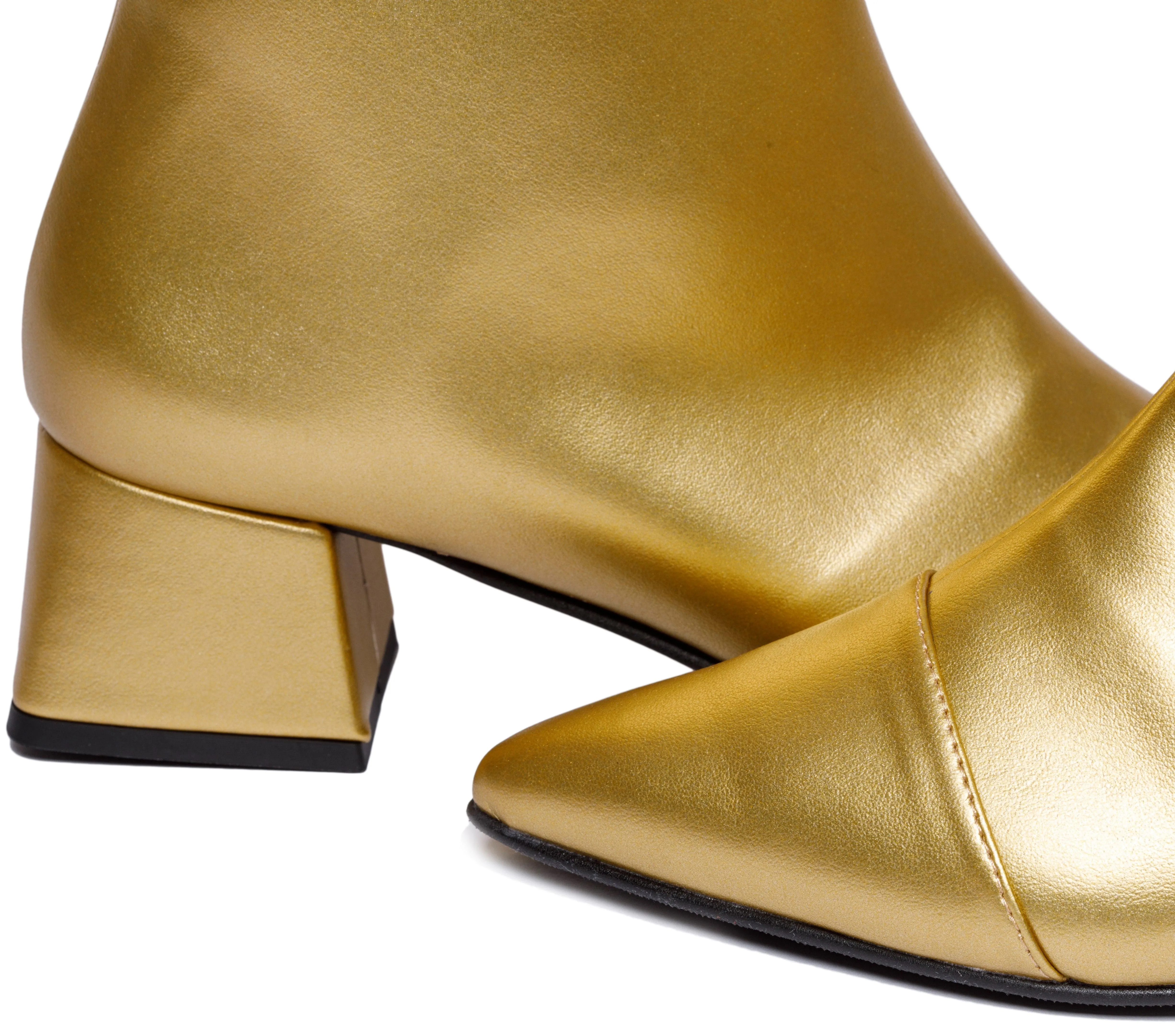 Dahlia Vegan Apple Leather Ankle Boots | Gold