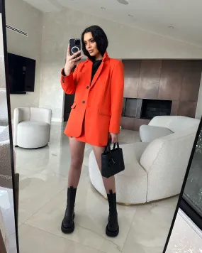 ‘DANIA’ Oversized blazer X skirt set in burnt orange