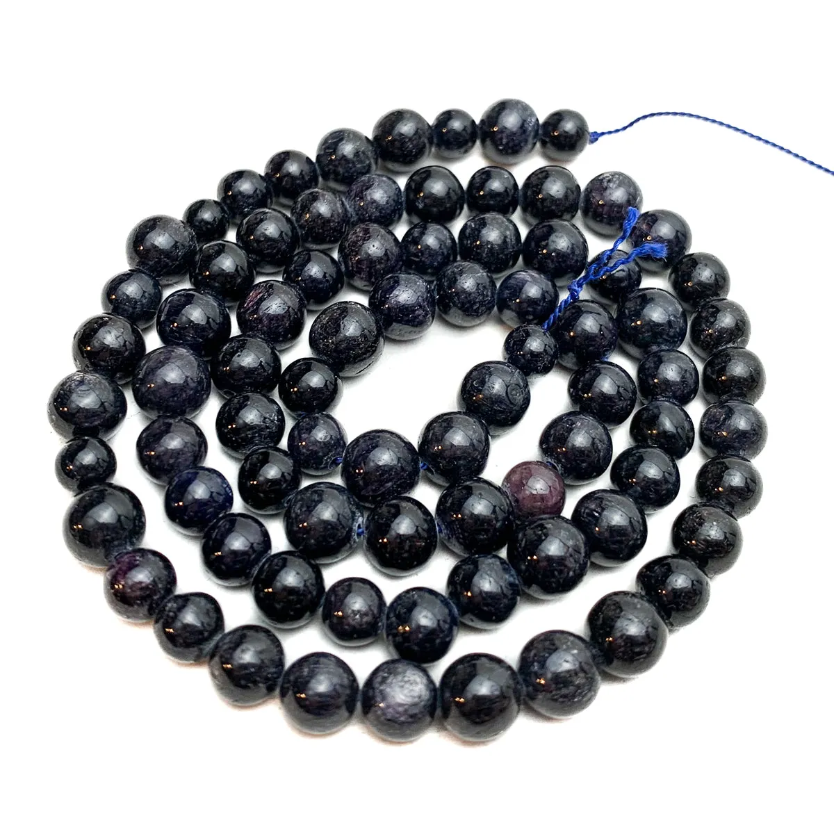 Dark Blue Sapphire Smooth Round Bead Strand