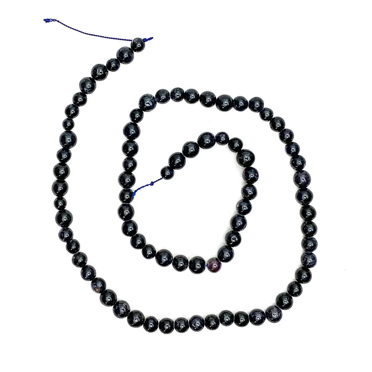 Dark Blue Sapphire Smooth Round Bead Strand