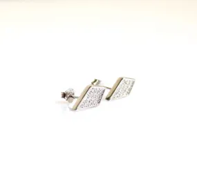 Diamond Shape Sterling Silver Studs with Crystals