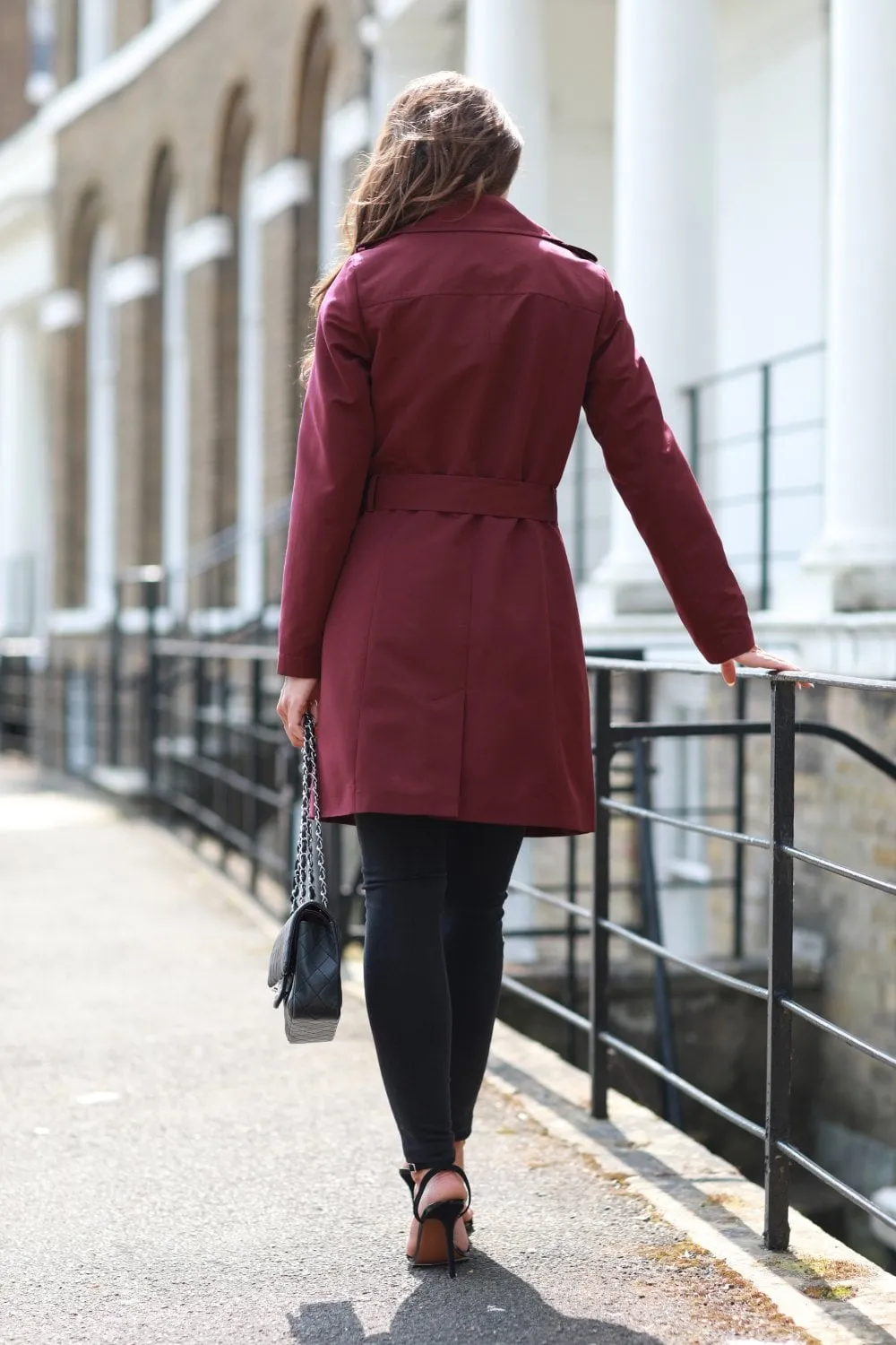 Double Second Plum Fitted Trench Coat