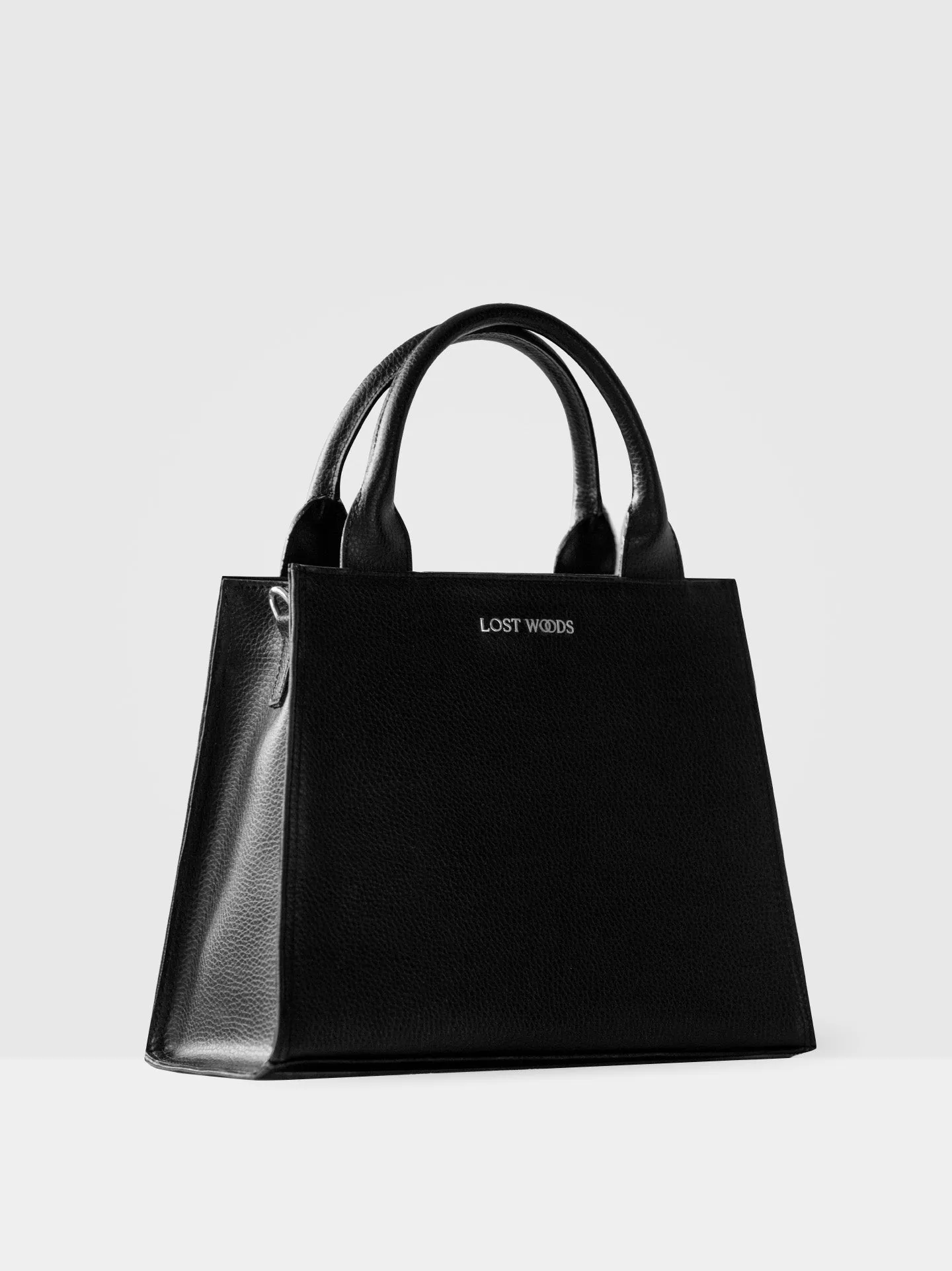 Ebony MIRUM Leather Vegan Tote Bag | Black & Silver