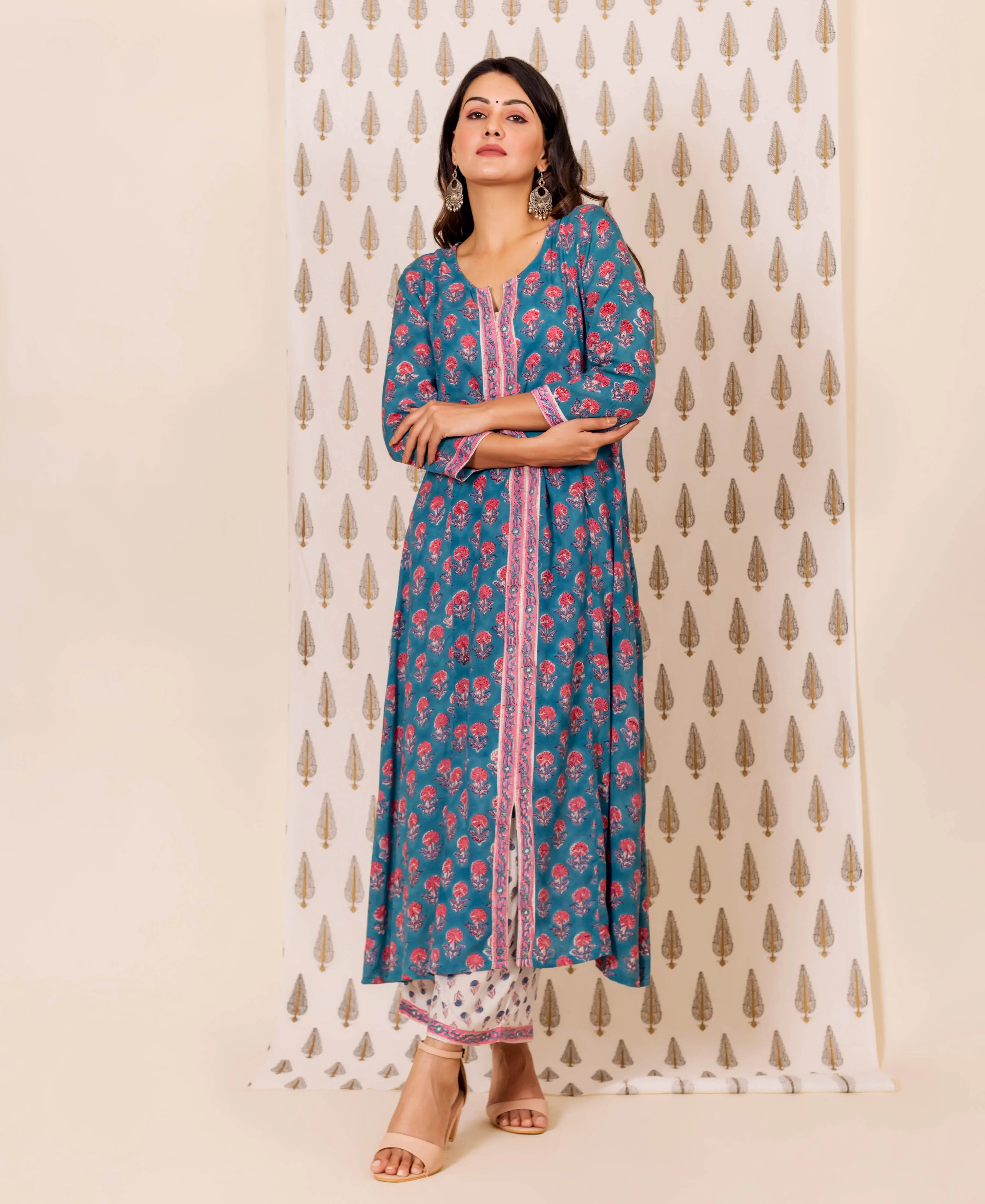 Eesha Hand Block Printed Long Kurta