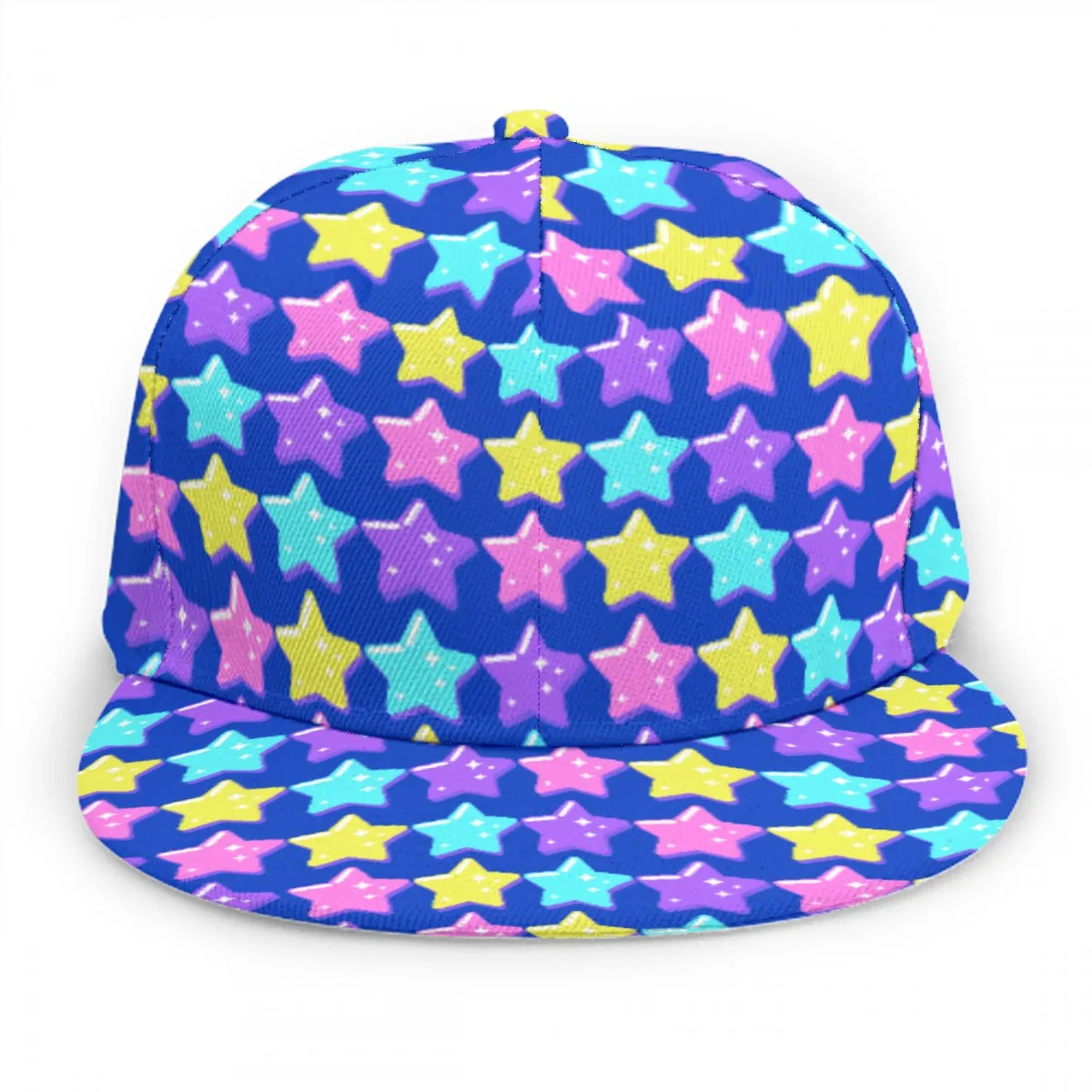 Electric Star Wave Navy Blue Baseball Cap With Flat Brim