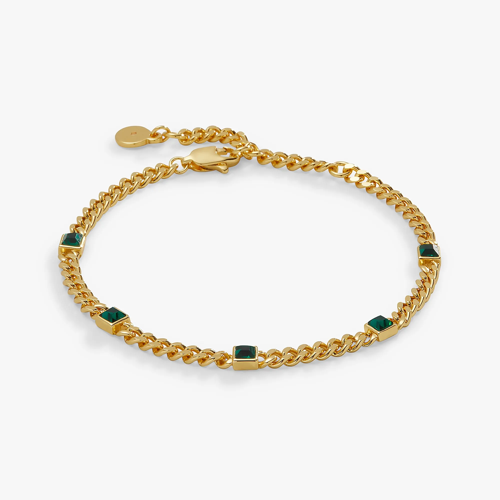 Emerald Curb Chain Bracelet, May Birthstone