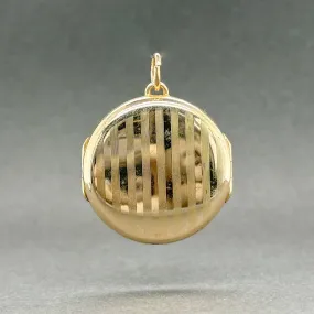 Estate Antique 9K Y Gold Striped Locket Pendant