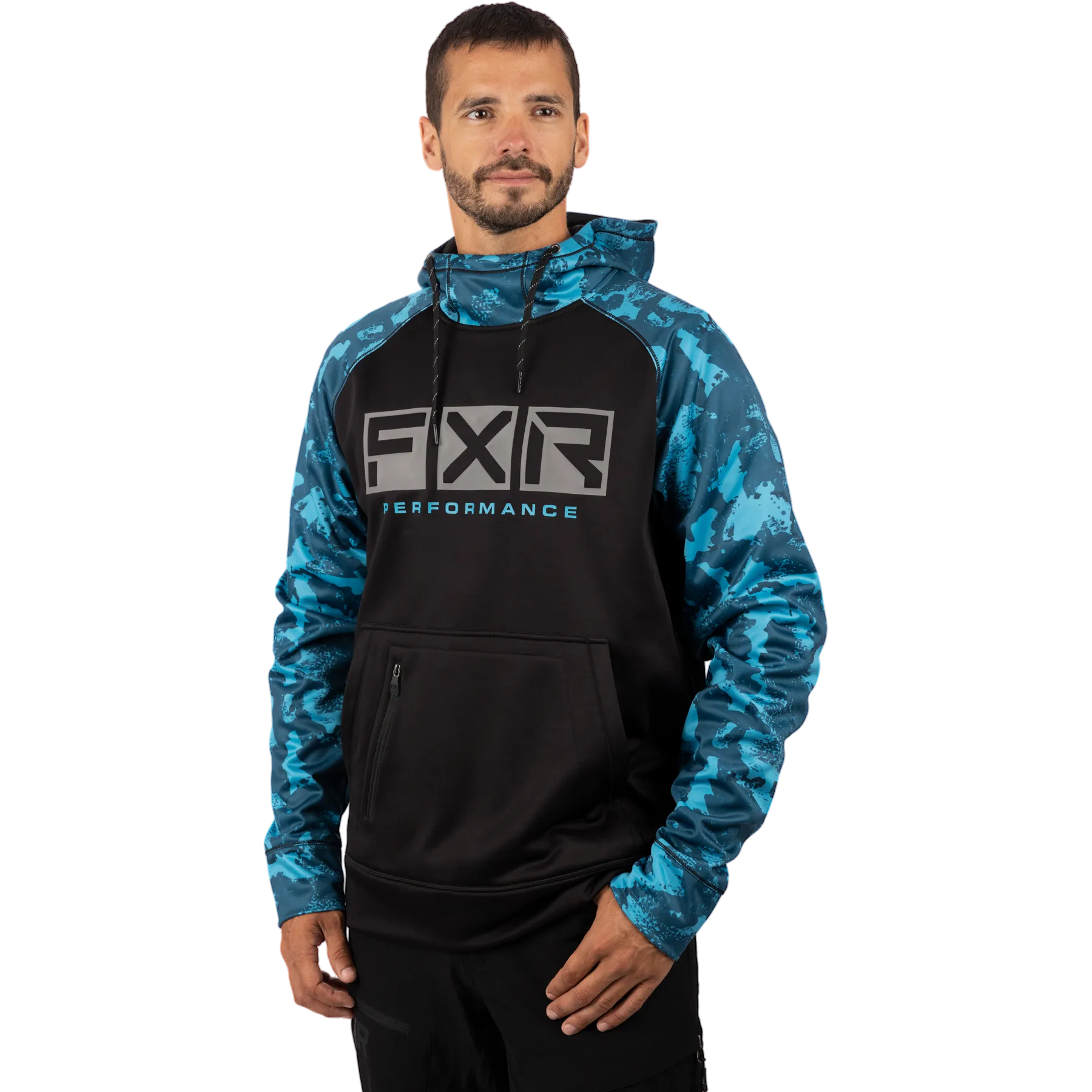 FXR Men's Helium Tech Pullover Fleece Black/Slate Camo